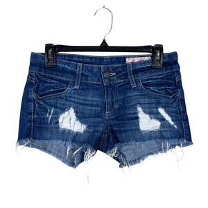 Vintage Y2K Siwy Micro Jean Shorts 25 Shortie Low Rise Distressed Festival 90s